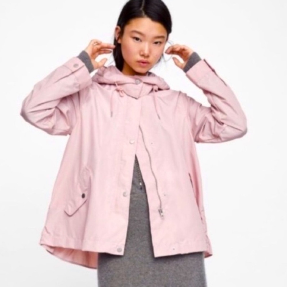 Zara waterproof blush/powder pink lightweight rain jacket